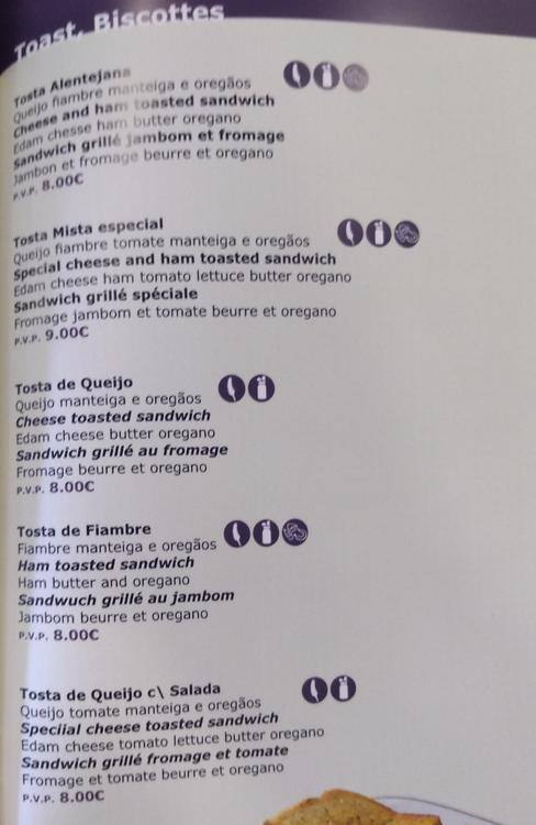 Pastelaria Menu Menu at Pastelaria Tentação restaurant, Lisbon, Praca da Figueira 12