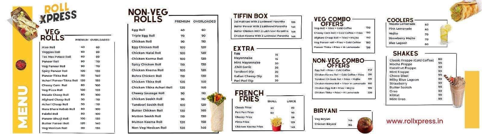 Roll xpress menu