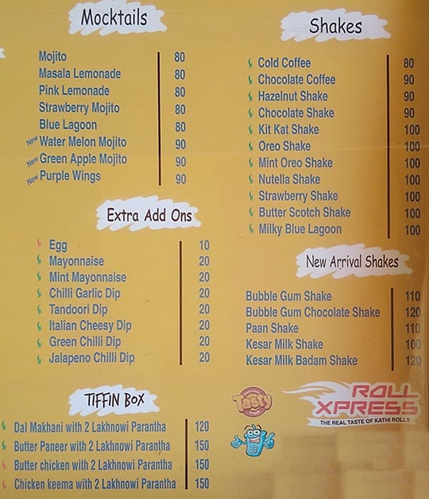 Roll xpress menu