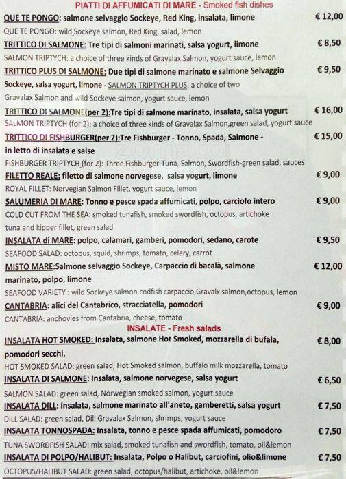 Menu di Salmoneria Que Te Pongo? 