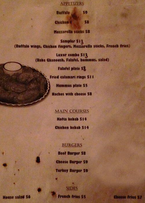 Luxor Cafe Menu, Menu for Luxor Cafe, Greenwich Village, New York City