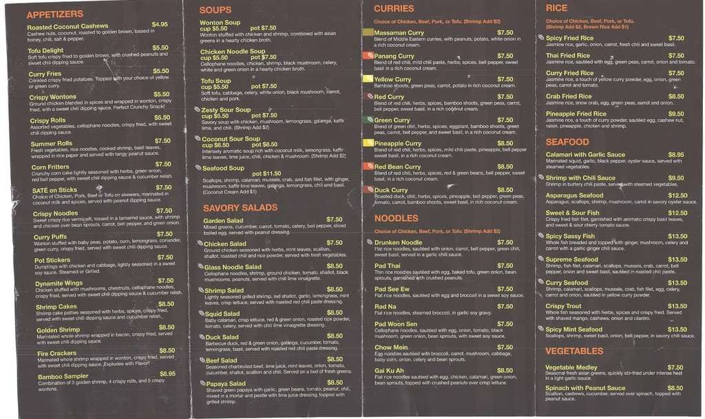 Bamboo Thai Bistro Menu, Menu for Bamboo Thai Bistro, Redondo Beach ...