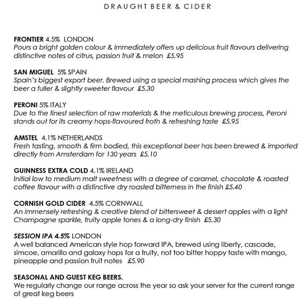 Menu at The Lamb and Flag pub & bar, London
