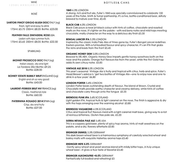 Menu at The Lamb and Flag pub & bar, London