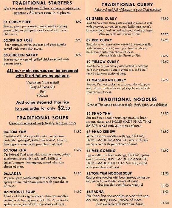 Yod Thai Cafe Lunch Bar Menu, Menu for Yod Thai Cafe Lunch Bar, Perth