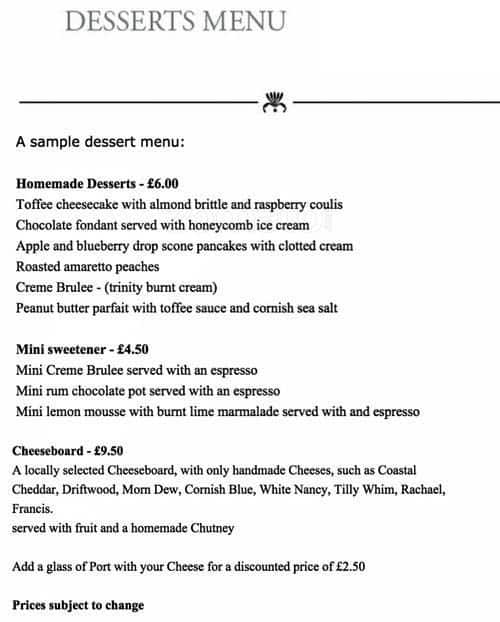 Menu at Crab House Café restaurant, Weymouth