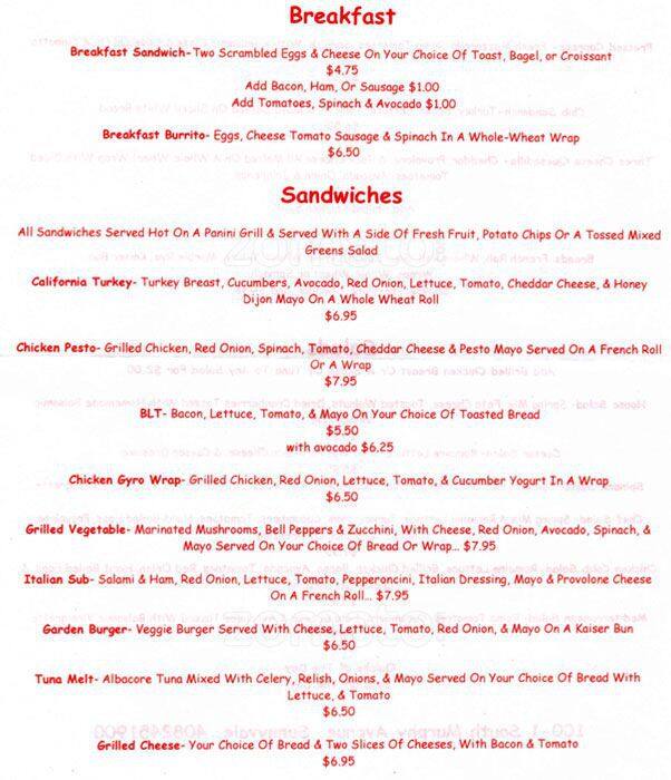 Coffee & More Menu, Menu for Coffee & More, Sunnyvale, Sunnyvale Urbanspoon/Zomato