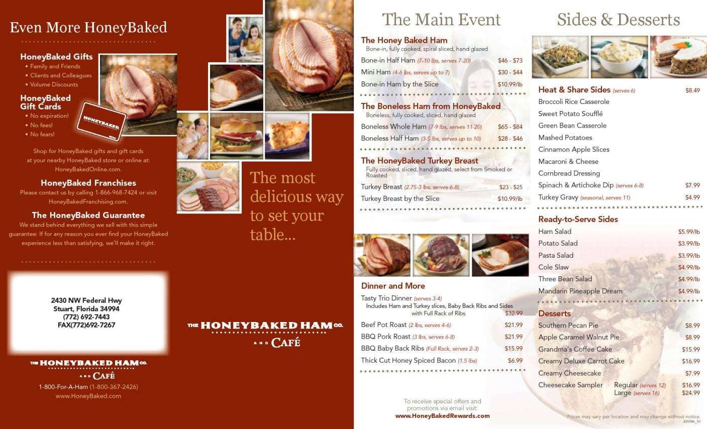 Menu at The Honey Baked Ham Company restaurant, Stuart