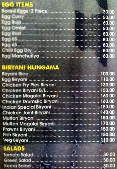 Indian Family Restaurant menu