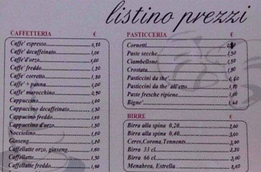 Menu di Bar Dei Pini Di Sarais Luca 