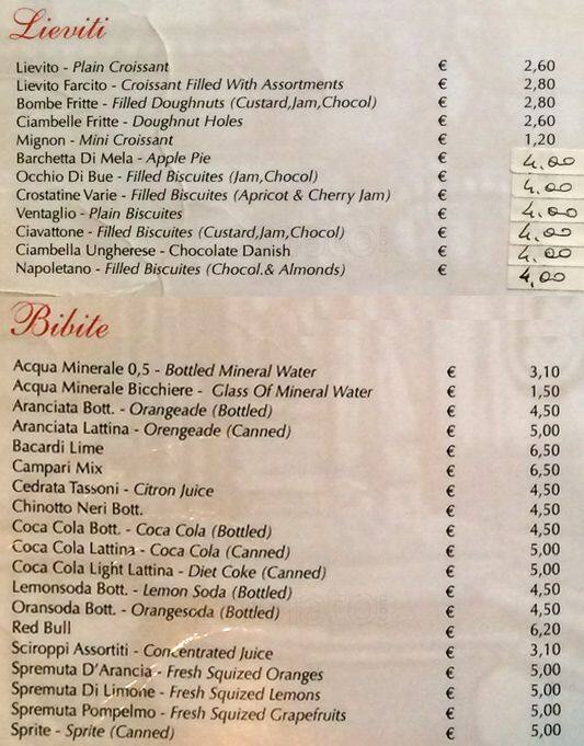 Menu di Caffè Farnese 