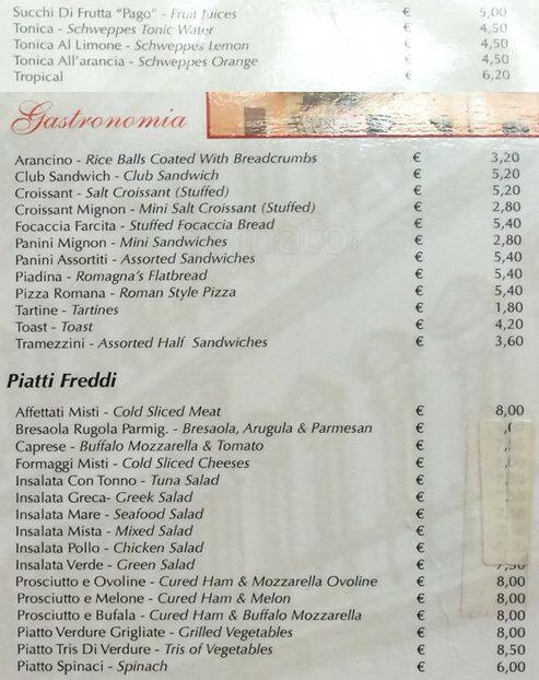 Menu di Caffè Farnese 