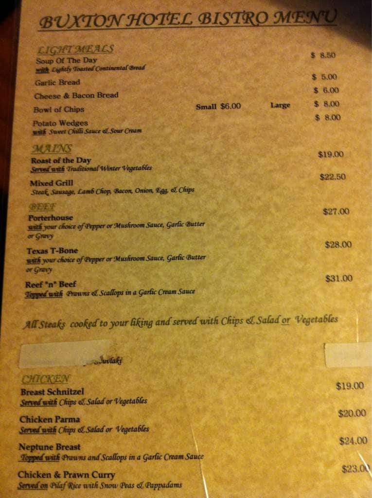 Menu at Buxton Hotel.580 pub & bar, Buxton