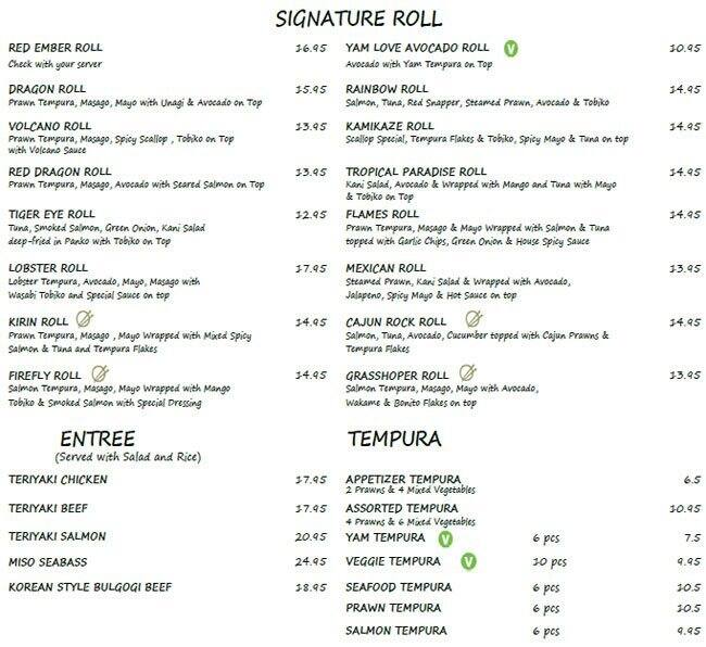 Red Ember menu
