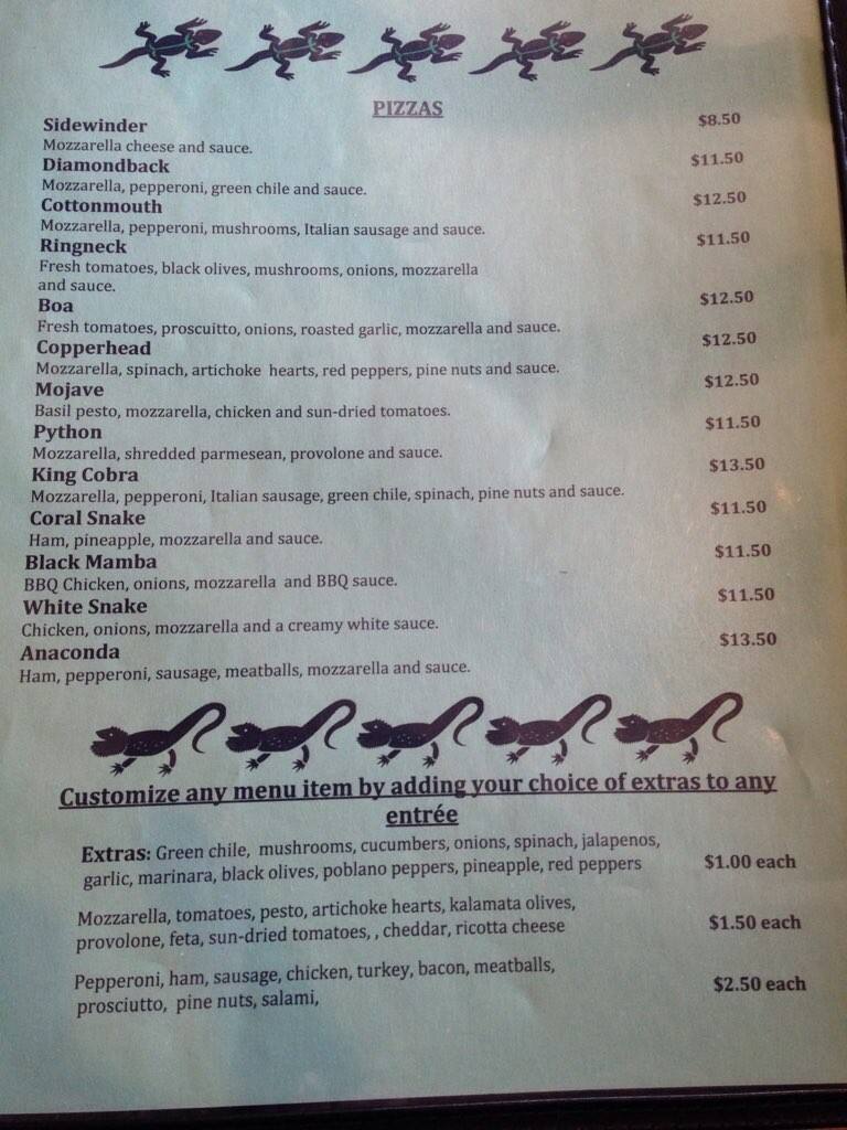 Lizard Grill Menu, Menu for Lizard Grill, Cedar Crest, Albuquerque