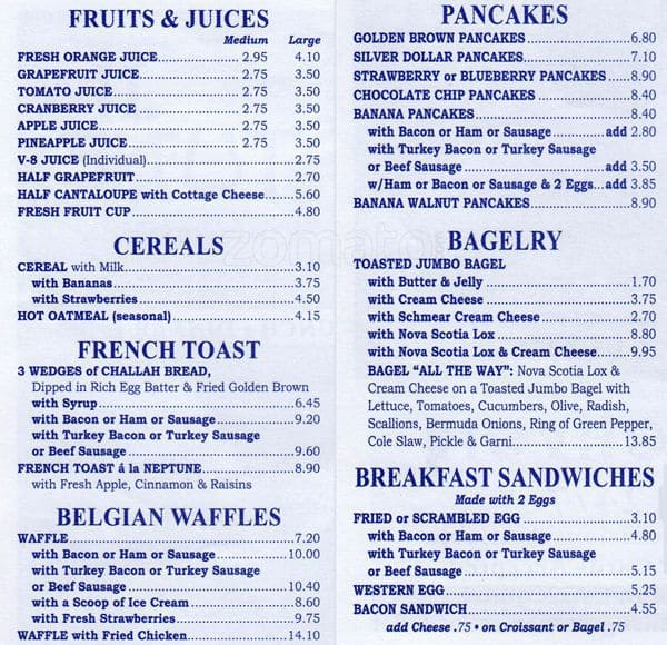 Neptune Diner II Menu, Menu for Neptune Diner II, Crown Heights, New