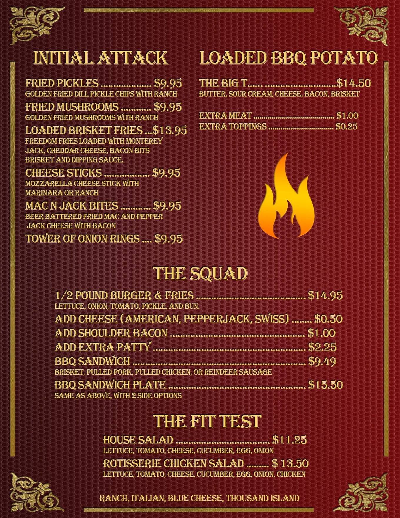 Menu at Firehouse BBQ, Soldotna, Near 45015