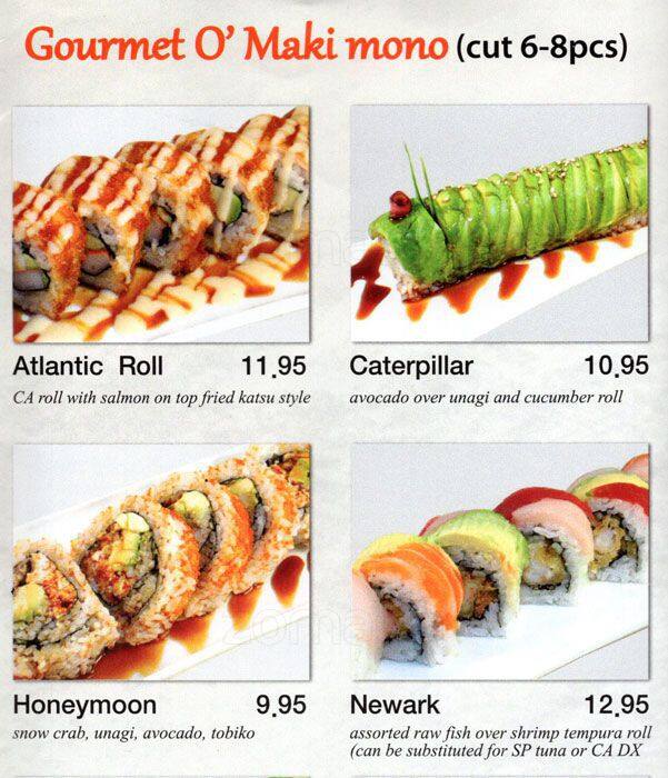 O Sushi Menu Menu Untuk O Sushi Newark Newark