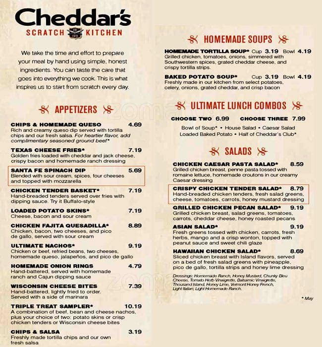Cheddar's Menu, Menu for Cheddar's, Brentwood, Nashville ...