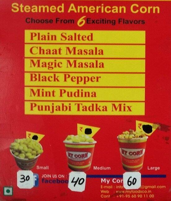 My Corn Menu, Menu for My Corn, Sector 62, Noida Zomato