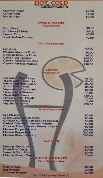 Royal Biryani menu