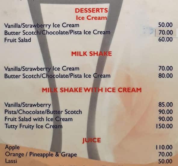 Royal Biryani menu