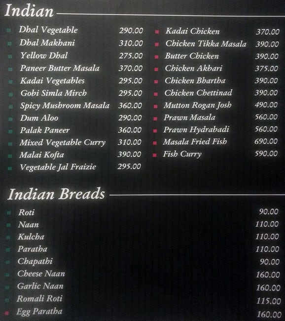 Opal Inn- Restaurant in Nungambakkam, Chennai menu