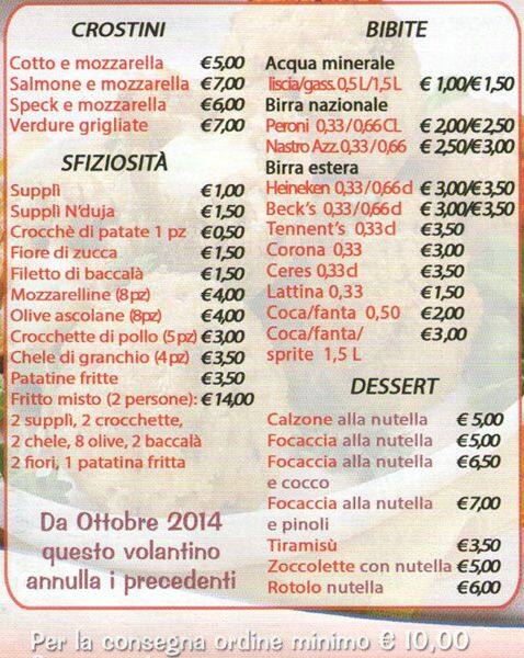 Facepizza Speisekarte
