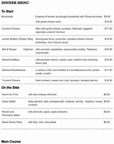 Wet Paint Restaurant Menu, Menu for Wet Paint Restaurant, Bronte ...