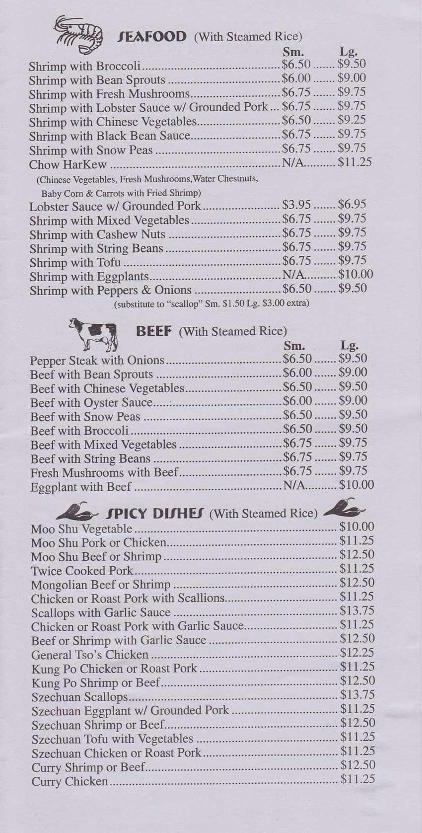 Menu at Silver Wok restaurant, Delray Beach