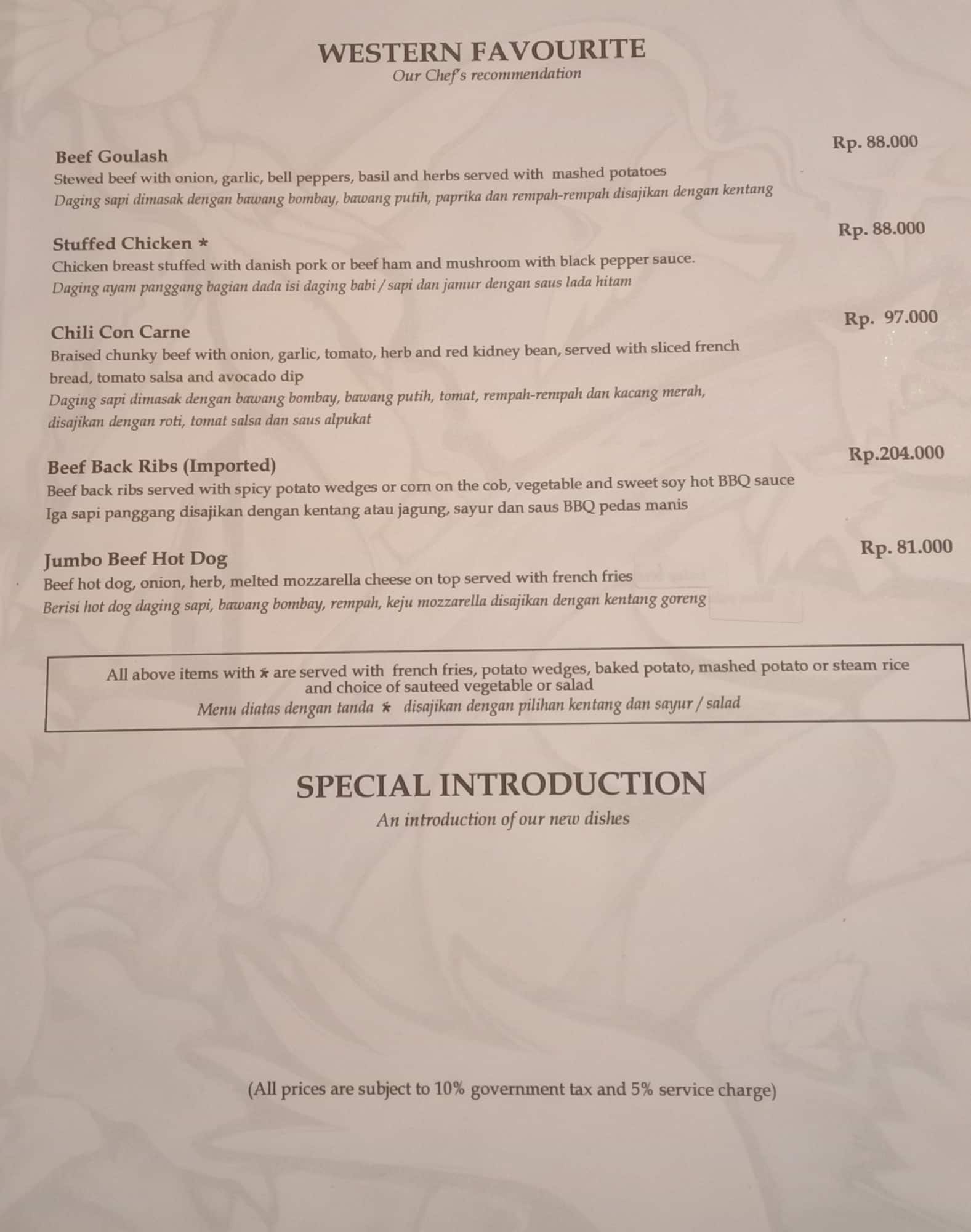 Seminyak Square menu
