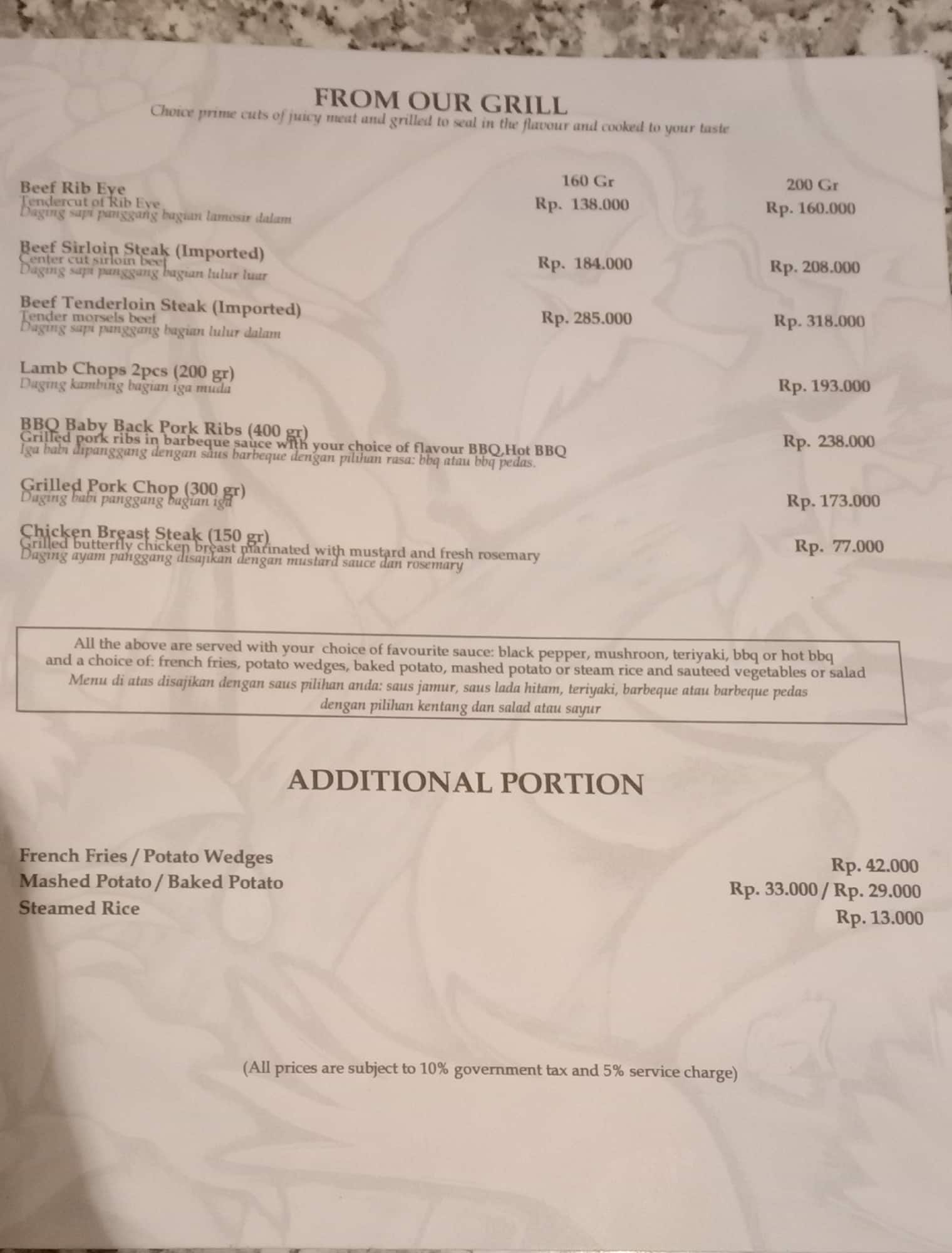 Seminyak Square menu