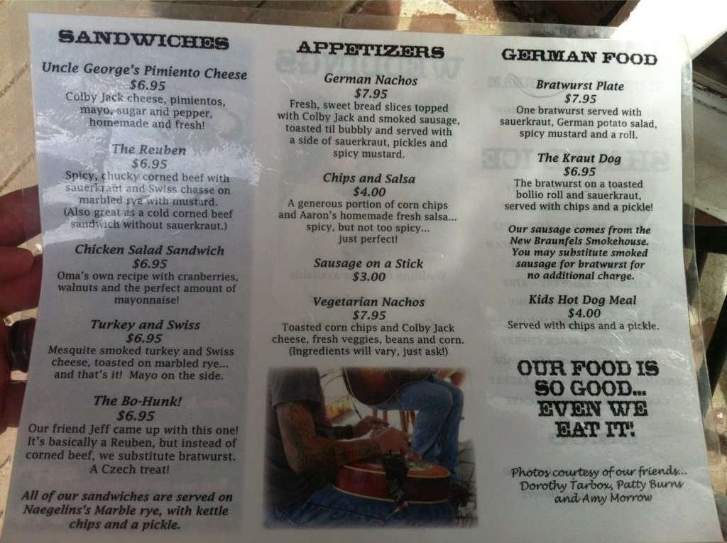 Oma Gruene&amp;#39;s Secret Garten menu - Urbanspoon/Zomato