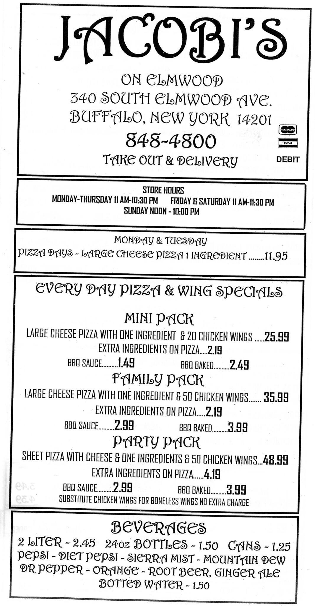 Jacobi's Pizza Express Menu Urbanspoon/Zomato