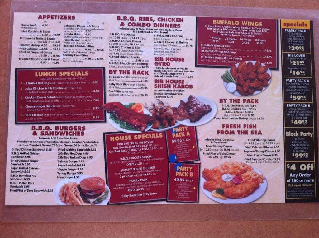 Bar-B-Q Ribhouse Menu, Menu For Bar-B-Q Ribhouse, Mt Vernon ...