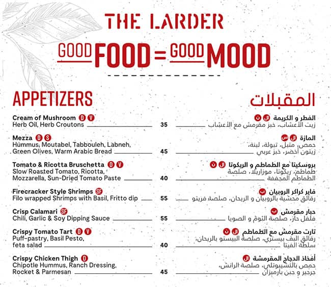 Menu of The Larder Radisson Blu Dubai Waterfront, Business Bay, Dubai