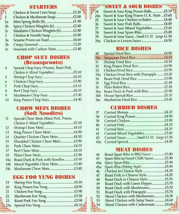 Menu At Happy Garden Fast Food London 29 Central Road