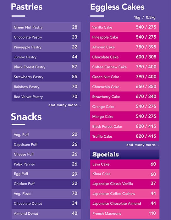 McRennett Cakes AnnaNagar menu