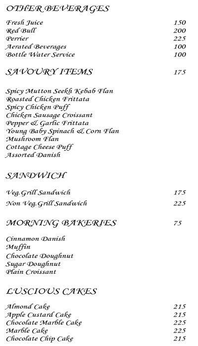 Axis- The Galaxy Hotel menu