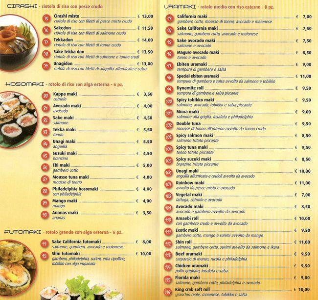 Menu di Shin Fusion Restaurant 