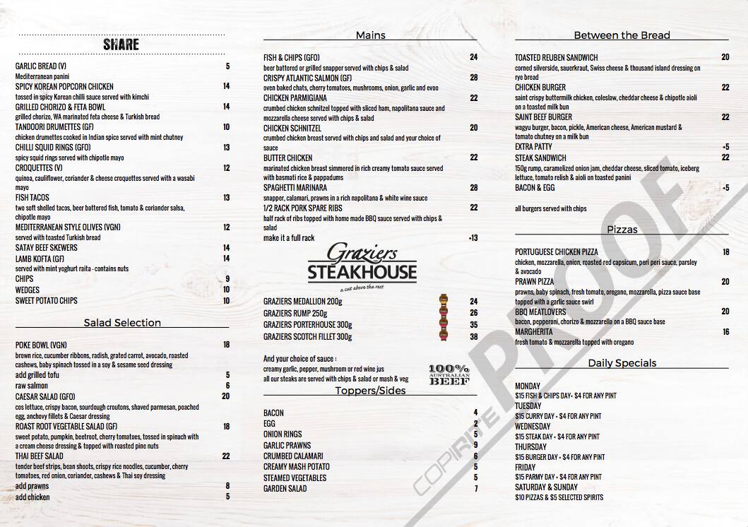 The Saint menu
