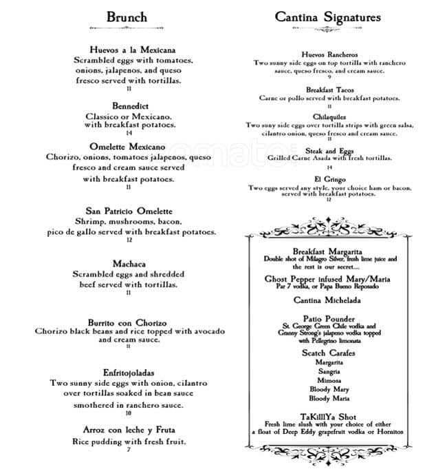 Cantina de San Patricio Menu, Menu for Cantina de San Patricio, Downtown, Seattle Urbanspoon