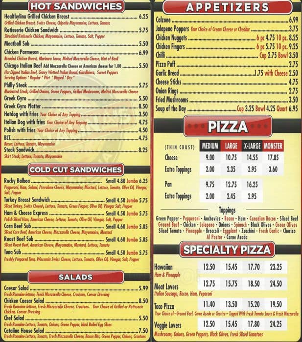 Catalina's Pizzeria Menu, Menu for Catalina's Pizzeria, Belmont Cragin ...