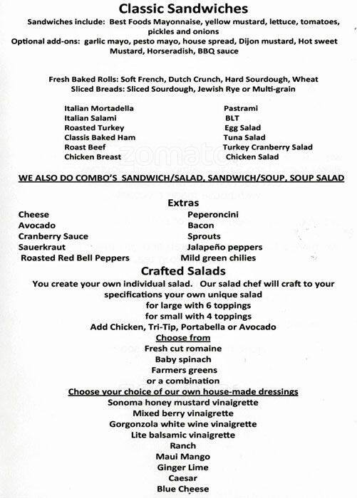 Bianchini's menu