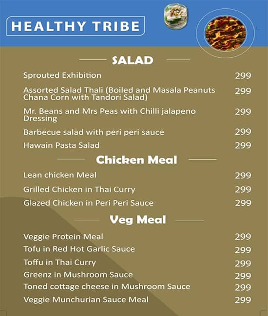 Menu of Healthy Tribes, Kandivali East, Mumbai