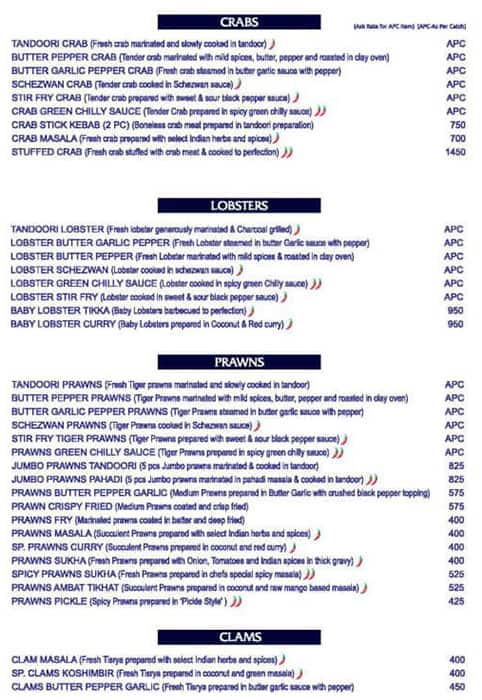 Gajalee menu