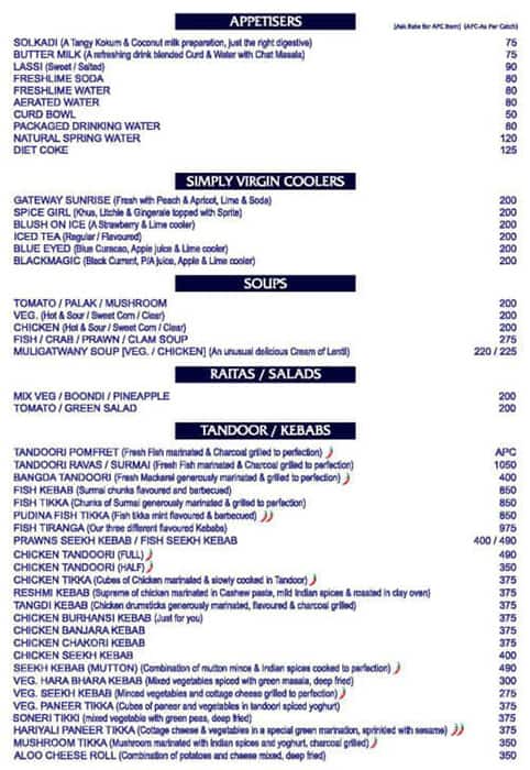 Gajalee menu