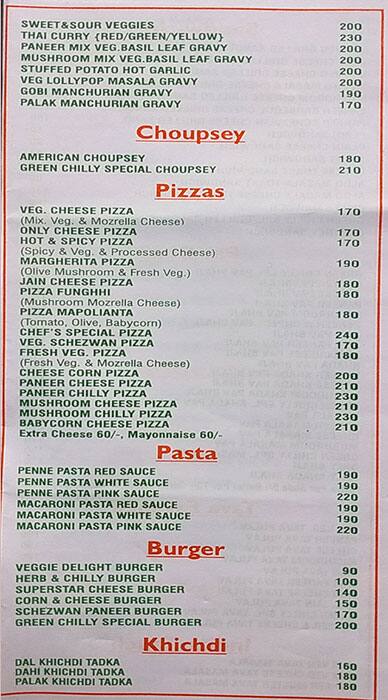 Green Chilly menu