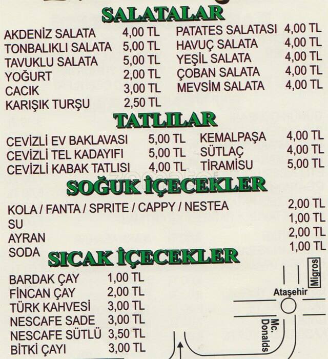 Mayam Ev Yemekleri Menü, Mayam Ev Yemekleri, Şerifali, İstanbul için