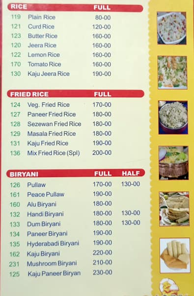 Sri Balaji Family Dhaba Padmaraonagar menu